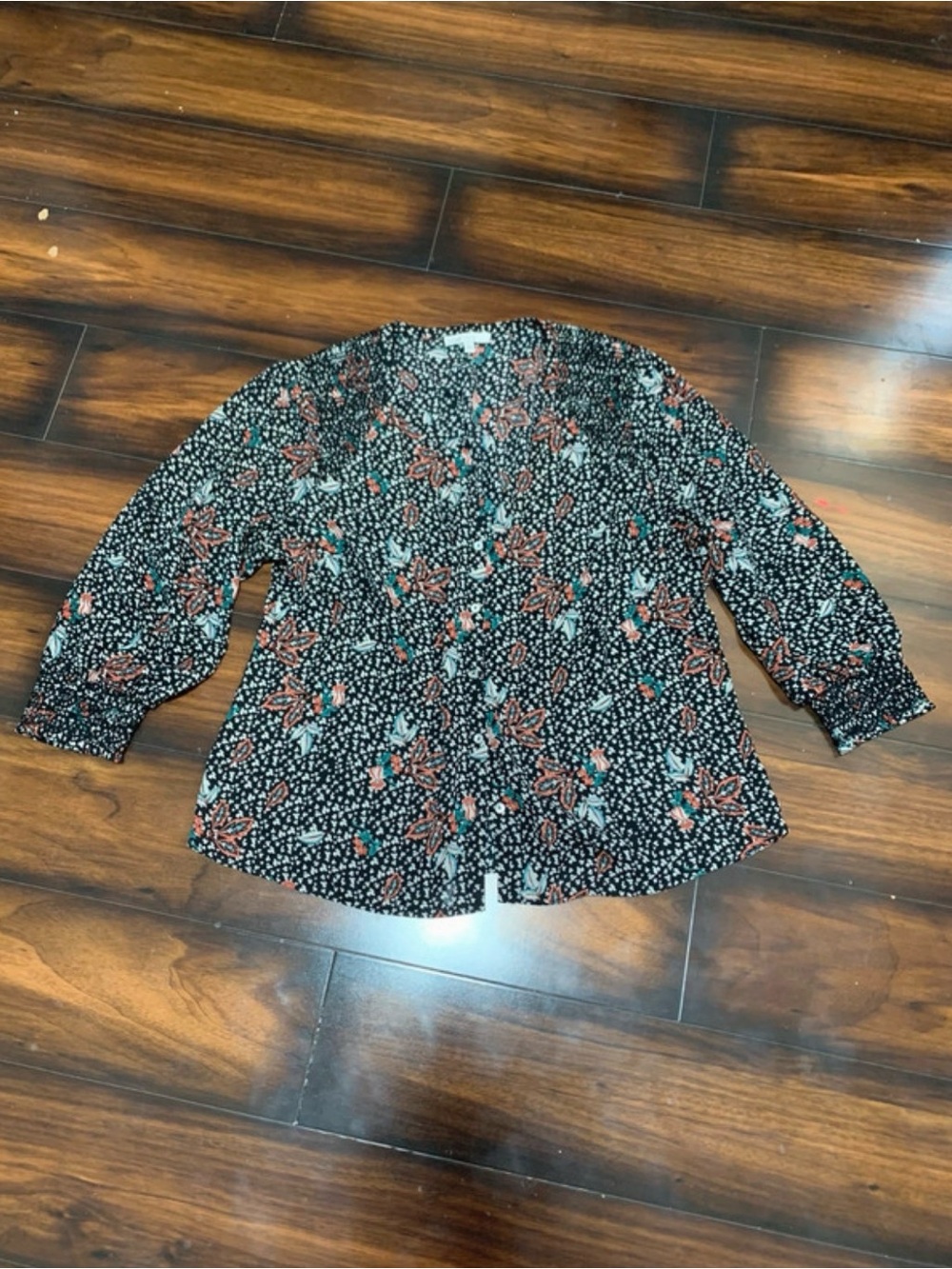 Pale sky women's xl pattern elastic sleeve blouse 864